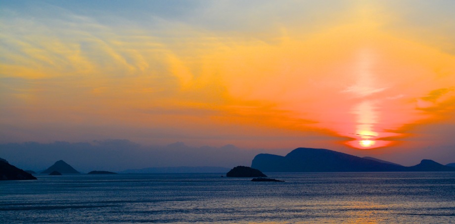 Beautiful sunsets seen from Hydra Greece